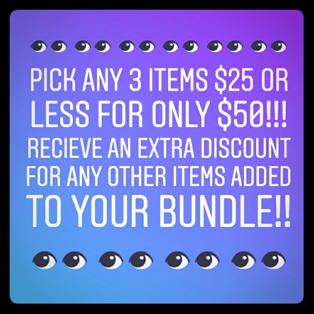 3 items $25 or less for $50!